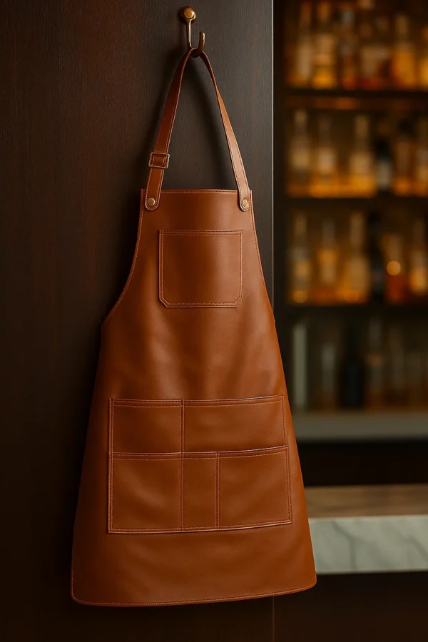 pourvine Leather Apron hung on a wall