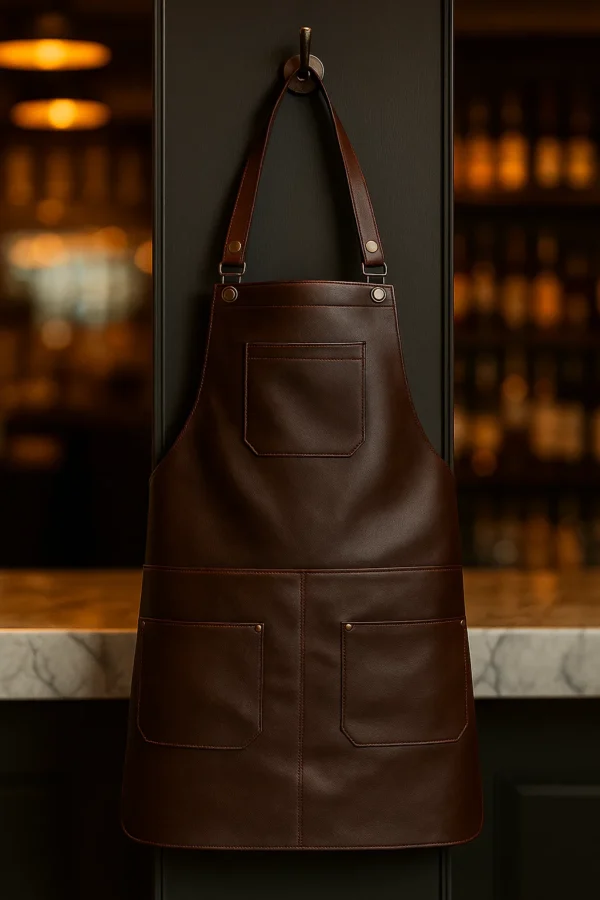 Brewmaster brown leather apron