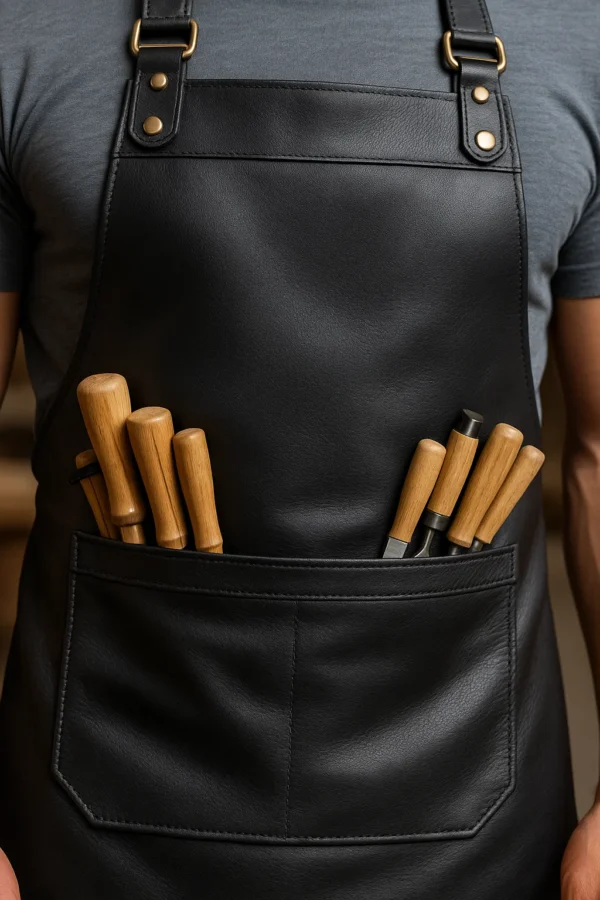 black leather apron's zoomed in view
