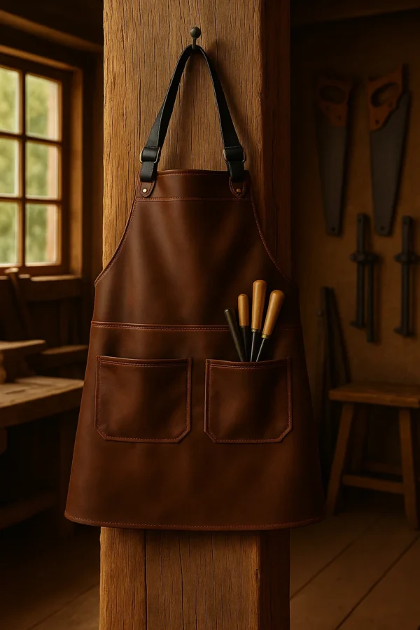 chiselhide precision leather apron in brown for blacksmitihng