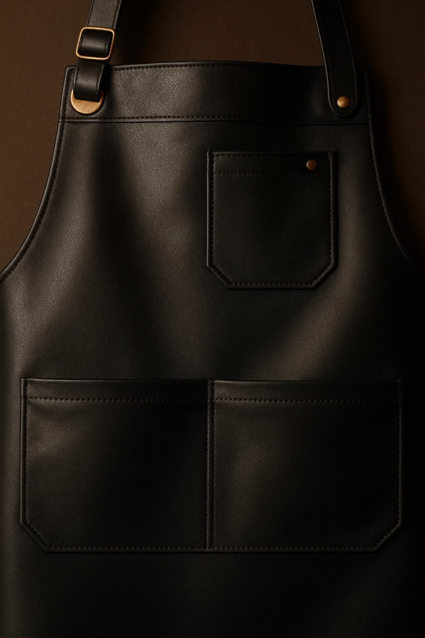 detailings of leather apron for bartenders