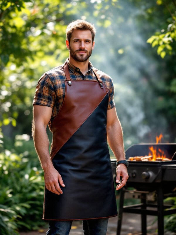 Smokeridge leather apron for barbeque enthusiasts