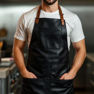 a man wearing spiceguard leather apron