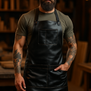 Trimael Salon Leather Apron worn by model