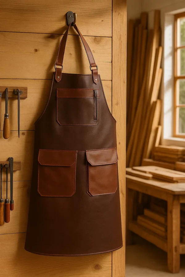 the hung dual tone leather workshop apron