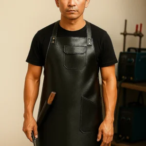 a blacksmith wearing leather apron for welders