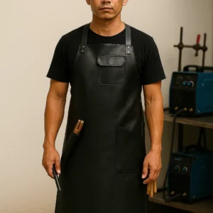 a blacksmith wearing leather apron for welders