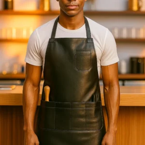 bartender wearing leather apron