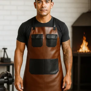 a blaksmithing apron worn by young blacksmith