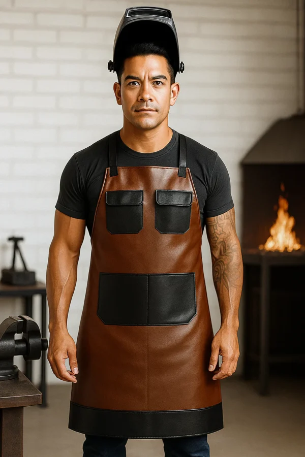 a blaksmithing apron worn by young blacksmith