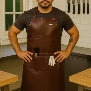 a men wearing leather apron for butchers