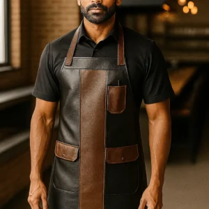 a cook wearing flameproof leather apron