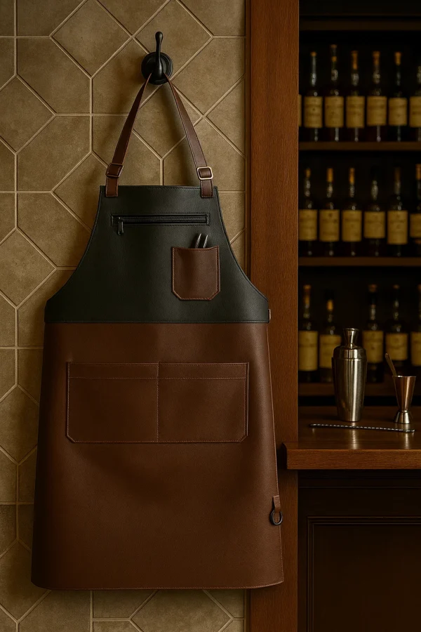 leather cocktail apron in dual-tone