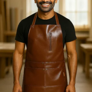 a carpenter wearing premium woodworker apron